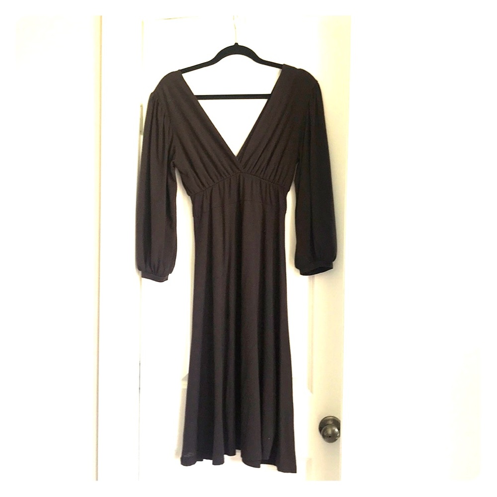 Brown Deep V Neck Dress